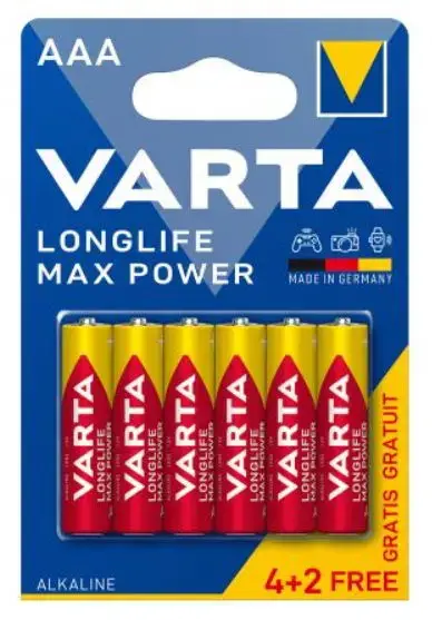 Set 6 baterii VARTA ALCALINA LR03 MAX POWER BL
