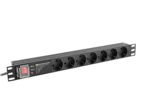 Prelungitor Lanberg PDU-07F-0200-BK, 7x Schuko (Negru)