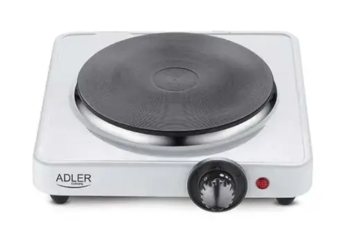 Plita electrica Adler AD6503, 1 Arzator, Control Temperatura, 1500 W (Alb)