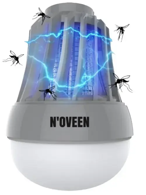 Bec LED anti-insecte Noveen IKN823 LED, Lampa UV, 6 W, 800 V, Portabil (3 x AAA), IPX4 (Alb/Gri)
