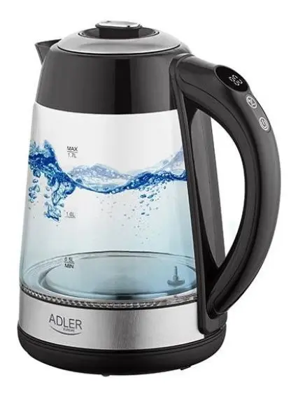 Fierbator de apa Adler AD 1285, 1.7 L, 2200 W (Negru/Transparent)