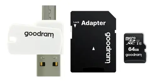 Card de memorie GoodRam All In One microSDHC, 64GB, Class 10 + adaptor SD + card reader USB