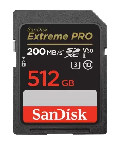 Card de memorie SanDisk Extreme Pro SDXC, 512GB, UHS-I U3, Clasa 10, V30