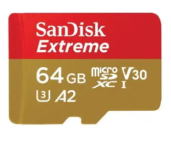 Card de memorie SanDisk Extreme MicroSDXC, 64GB, UHS-I U3, Clasa 10, V30 + Adaptor SD