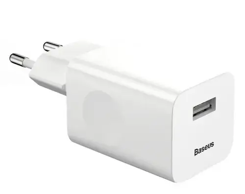 Incarcator Retea Baseus Quick Charger CCALL-BX02, Single USB QC3.0, pentru Incarcatoare Wireless (Alb)