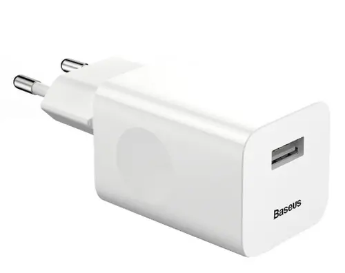 Incarcator Retea Baseus Quick Charger CCALL-BX02, Single USB QC3.0, pentru Incarcatoare Wireless (Alb)
