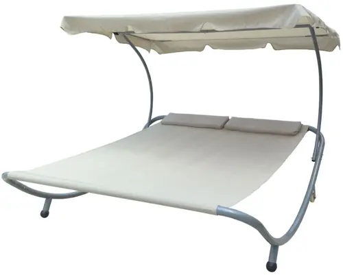 Sezlong pat dublu cu umbrela Heinner STBL004, otel/poliester, 220x202x151 cm (Crem)