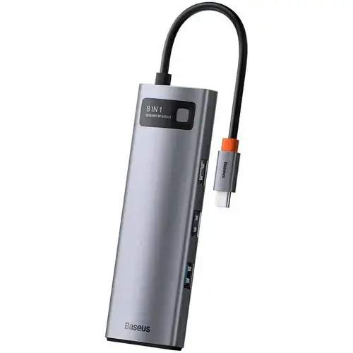 Docking Station Baseus Metal Gleam, conectare USB Type-C, 8 in 1