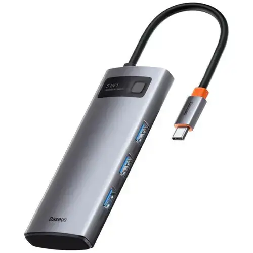 Docking Station Baseus Metal Gleam, USB Type-C, 4K (Gri)