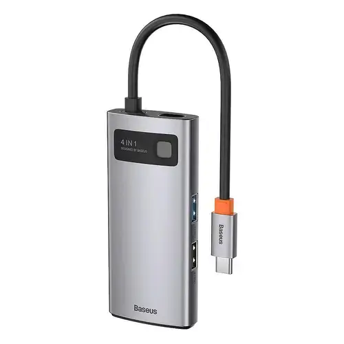 Docking Station Baseus Metal Gleam, conectare PC USB Type-C, 4 in 1, Gri