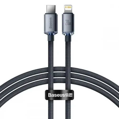 Cablu de date Baseus Crystal Shine, USB Type-C - Lightning, 20W, 1.2m, Negru