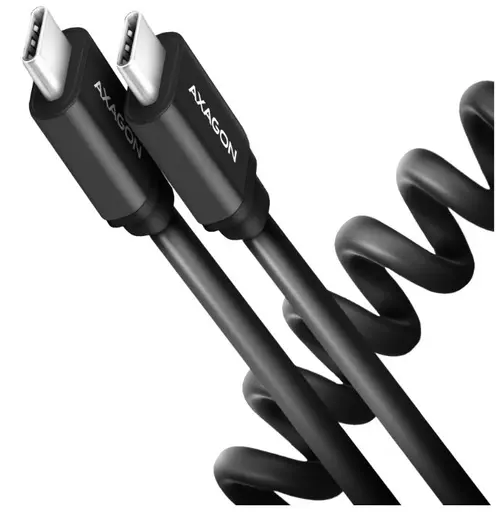 Cablu de date Axagon Twister, USB-C la USB-C, 0.6m, 3A (Negru)