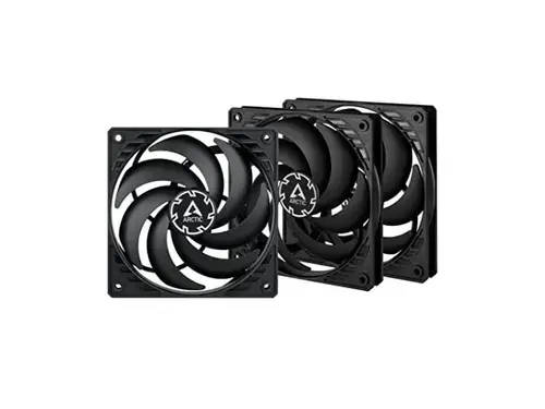 Set 3 ventilatoare Arctic P12 SLIM PWM PST, 120 mm, 2100 rpm (Negru)