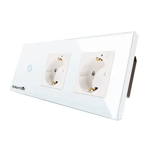 Kit Priza si Intrerupator Smart Wireless Mentor ES024 2.1 incastrat WiFi 16A 3x1000W