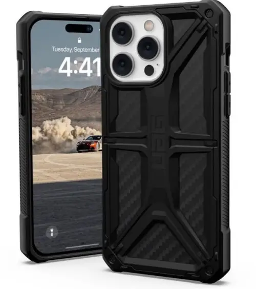 Protectie spate UAG Monarch Carbon Fiber pentru Apple iPhone 14 Pro Max, Magsafe (Negru)