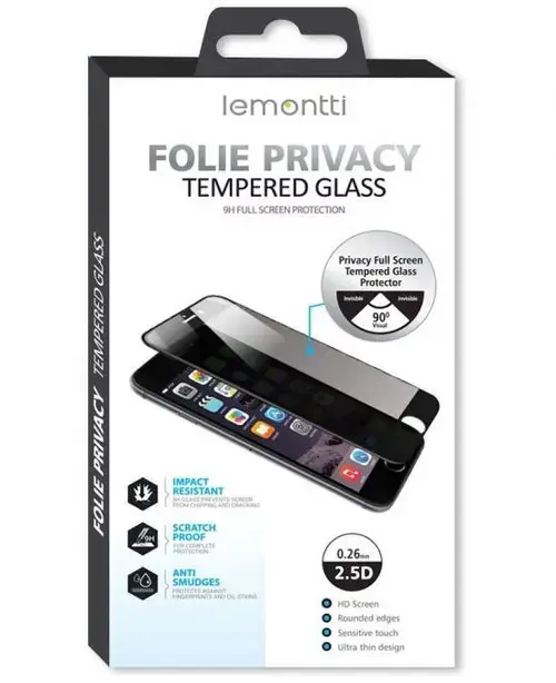 Folie sticla Lemontti Full Fit Privacy pentru Apple iPhone 14 Pro (Negru)