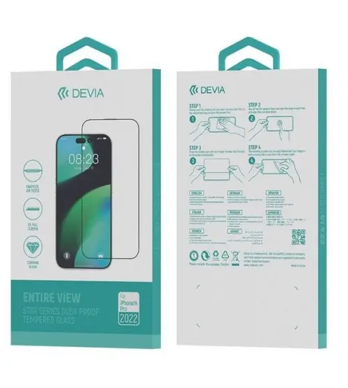 Folie Sticla Devia Star Series pentru Apple iPhone 14 Pro (Negru)