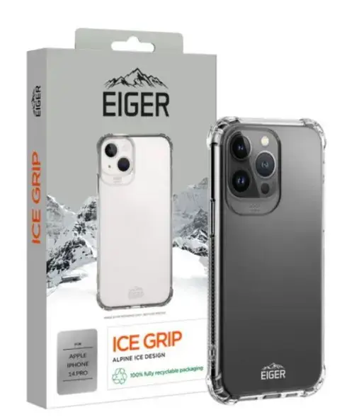 Protectie Spate Eiger Ice Grip pentru Apple iPhone 14 Pro (Transparent)