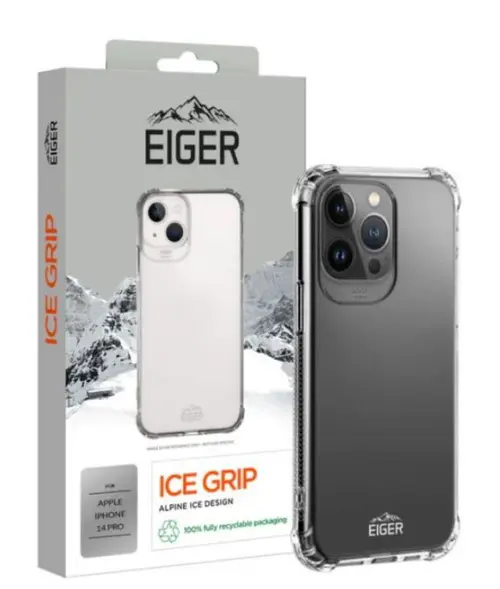 Protectie Spate Eiger Ice Grip pentru Apple iPhone 14 Pro (Transparent)