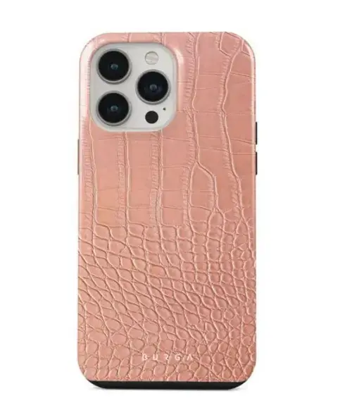 Protectie Spate Burga Dual Layer Pink Croco pentru Apple iPhone 14 Pro (Multicolor)