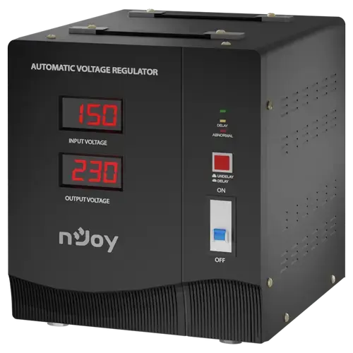Stabilizator de tensiune nJoy Alvis 3000, 3000VA/1800W, cu releu, transformator toroidal, LCD Display, functie de intarziere la pornire si selectie a tensiunii, 5 x terminal pin