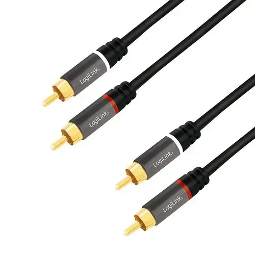Cablu audio LOGILINK  CA1208, 2 x RCA,  7.5m, conectori auriti (Negru)