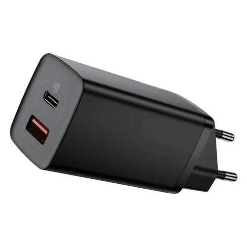 Incarcator Retea Baseus GaN2 Lite CCGAN2L-B01, Quick Charge, 1 x USB Type-C, 1 x USB, 65W (Negru)