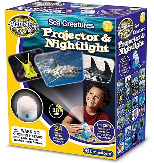 Proiector 2 in 1 Brainstorm Animalute marine E2059, 3 Discuri, 3+ ani (Multicolor)