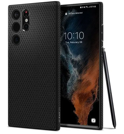 Protectie Spate Spigen Liquid Air pentru Samsung Galaxy S22 Ultra (Negru)