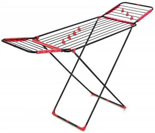 Uscator de rufe Heinner HR-DGR-17009, 17.5m + accesorii de prindere ciorapi si lenjerie intima (Negru/Rosu)