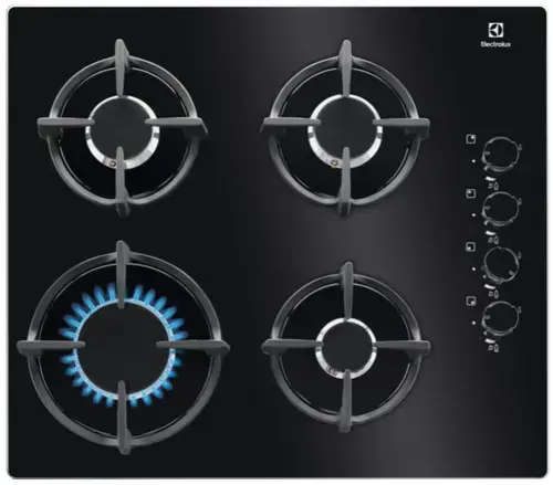 Plita incorporabila Electrolux KGG6407K, Gaz, 4 zone de gatit, Aprindere electrica, 60 cm (Negru)