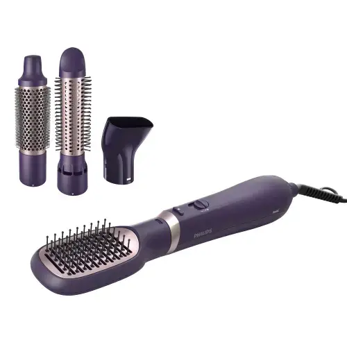 Perie cu aer cald Philips Seria 3000 BHA313/00, 800W, tehnologie cu ioni, 4 accesorii, diametru perie 38mm, setare temperatura de ingrijire si aer rece, infuzata cu ulei de argan