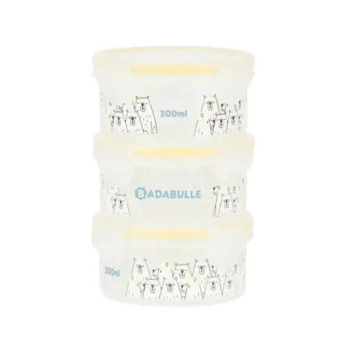 Set 3 boluri ermetice Maxi 300 ml, pentru pastrarea hranei, Badabulle