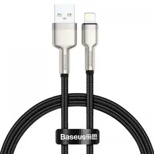 Cablu de date Baseus Cafule Metal, Fast Charging, CALJK-01, USB - Lightning, 0.25m (Negru)