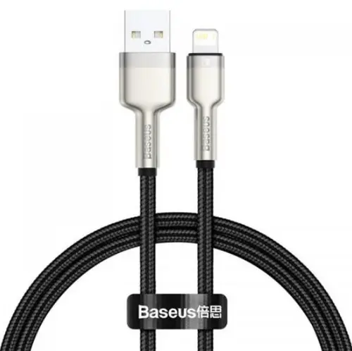 Cablu de date Baseus Cafule Metal, Fast Charging, CALJK-01, USB - Lightning, 0.25m (Negru)