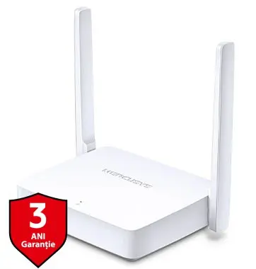 Router Wireless Mercusys MW301R, 300 Mbps, 2 porturi 10/100 Mbps, 2 antene externe (Alb)
