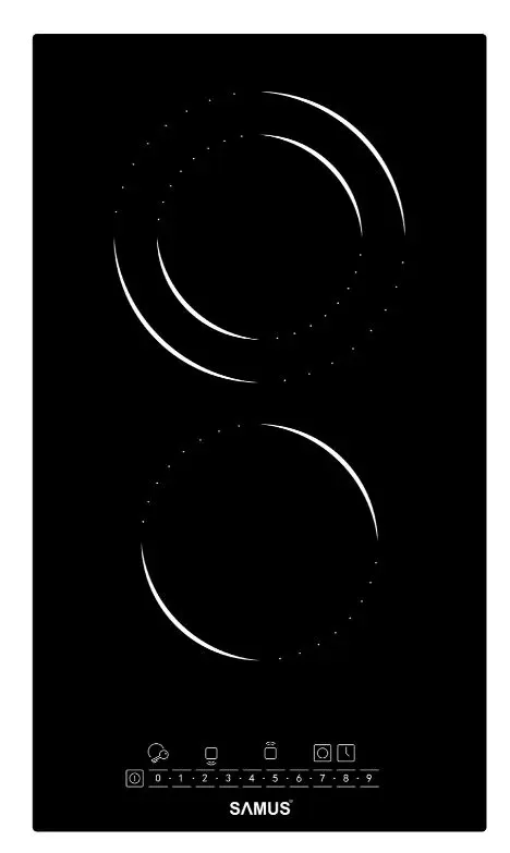 Plita incorporabila Samus PSVE-32BG4, 2 Zone de gatit, Vitroceramica, Touch Control, 9 Trepte, Timer (Negru)