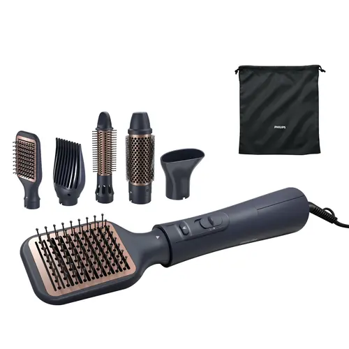 Perie cu aer Philips Series 5000 BHA530/00, 1000 W, 3 trepte de temperatura, Invelis Ceramic (Negru)