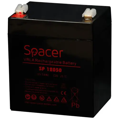 ACUMULATOR UPS SPACER 12V / 5Ah, dimensiuni: 90x70x101mm, inaltime+terminal: 107mm, terminal F1(T1)