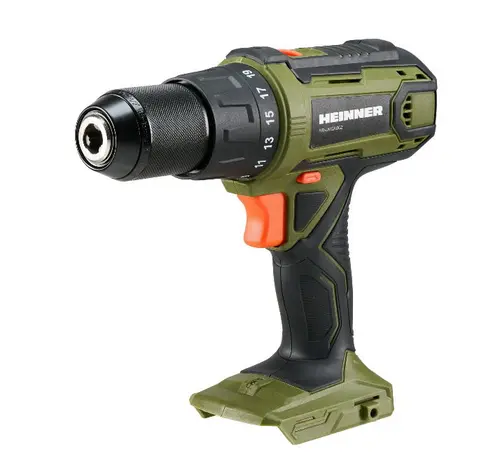 Masina de gaurit si insurubat cu impact Heinner OnePower HR-LMGA002, Acumulator, 18 V, 1750 RPM, 9000-32.400 percutii/min, 13 mm mandrina, Fara acumulator/incarcator (Negru/Verde)