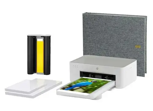 Set imprimanta foto Xiaomi 1S, Wireless, cu 10 coli hartie foto de 6inch, cu 10 coli hartie foto de 3inch (Alb)