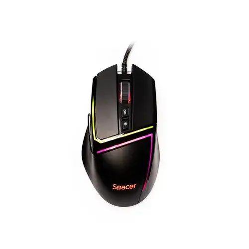 Mouse Gaming Spacer SPGM-ALIEN-PRO,  USB, 12.000 dpi,  iluminare RGB (Negru)