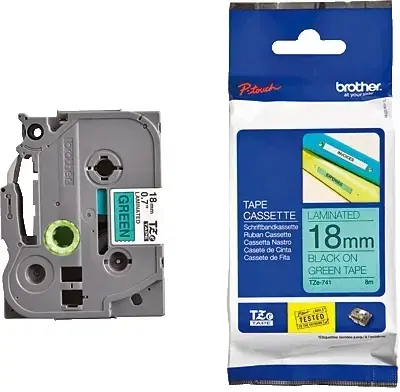 Brother Etichete TZE741 18mm (negru/verde)