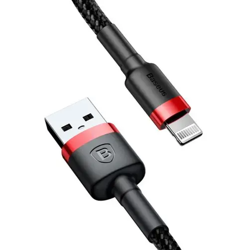 Cablu de date Baseus Kevlar CALKLF-B19, Lightning, 1 m (Negru/Rosu)