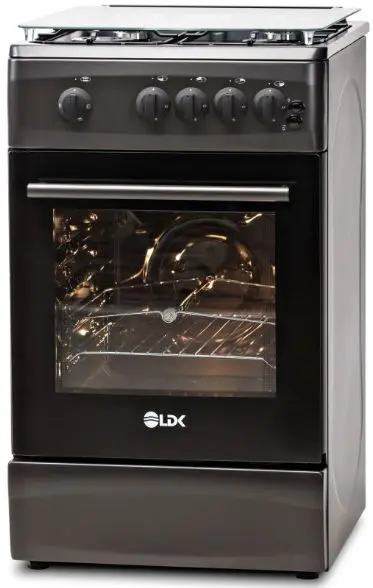 Aragaz LDK 5060 GRAI MAT BLACK RMV NG, 4 Arzatoare, Gaz, Siguranta, Aprindere electrica (Negru)