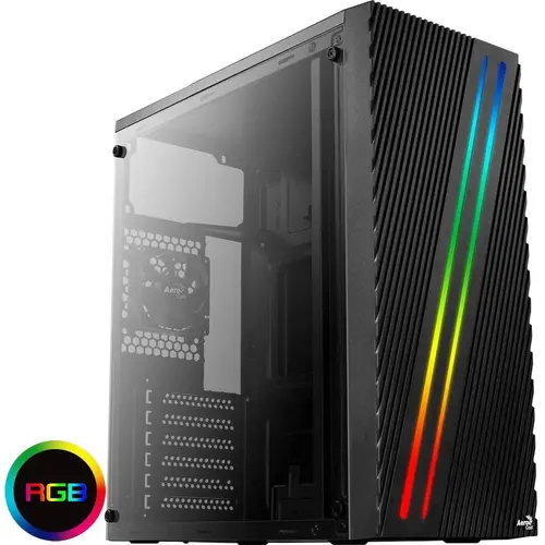 Carcasa Aerocool Streak,  iluminare RGB, Mid Tower (Negru)