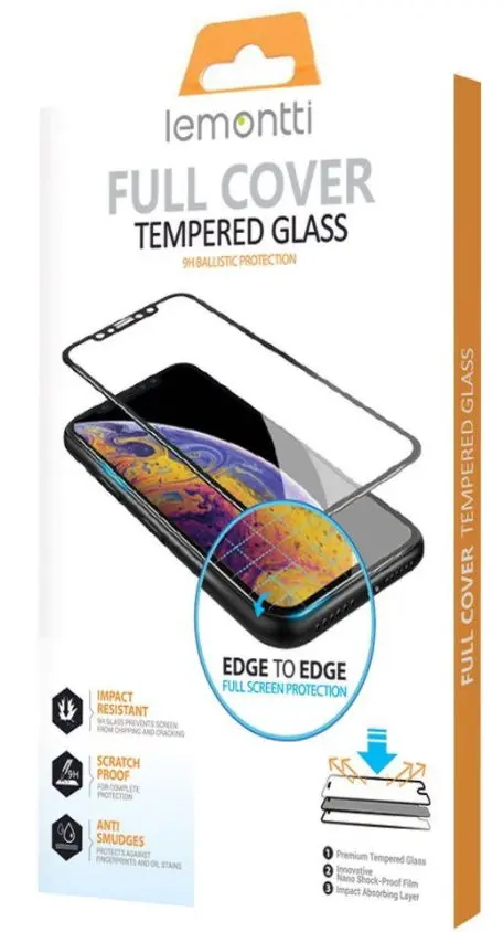 Folie Protectie Sticla Temperata Lemontti Full Fit LFSTFFIP12MBK pentru Apple iPhone 12, iPhone 12 Pro (Transparent/Negru)