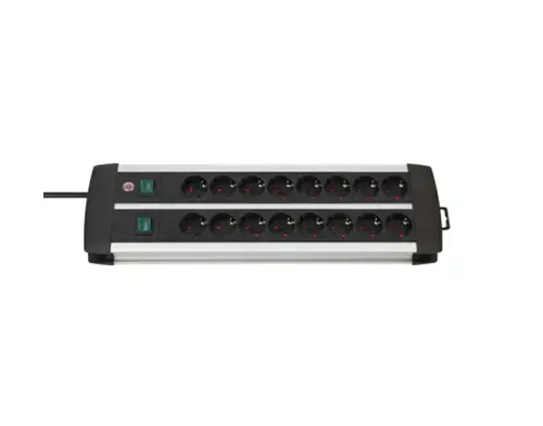 Priza multipla 16 posturi, cablu 3 metri, Premium-Aluminium Line, Brennenstuhl, Switch On/Off iluminat, Protectie copii