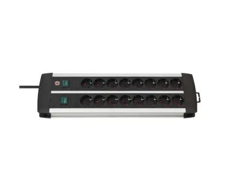 Priza multipla 16 posturi, cablu 3 metri, Premium-Aluminium Line, Brennenstuhl, Switch On/Off iluminat, Protectie copii