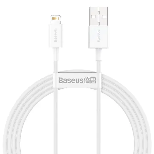 Cablu pentru incarcare si transfer de date Baseus Superior, USB/Lightning, 2.4A, 1.5m, Alb